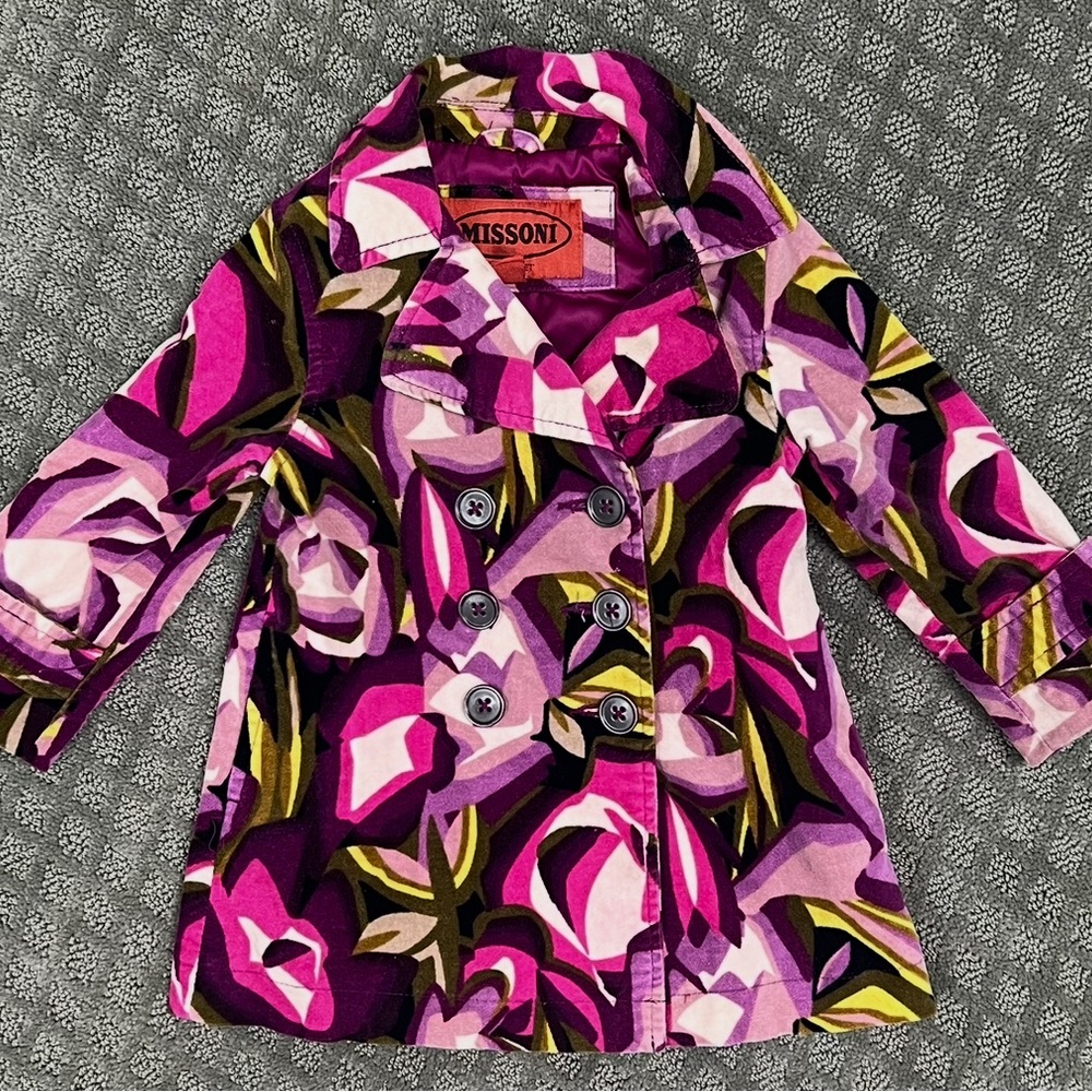 Missoni for Target Kids Pea Coat size 6-12 months, velvety material, multicolor